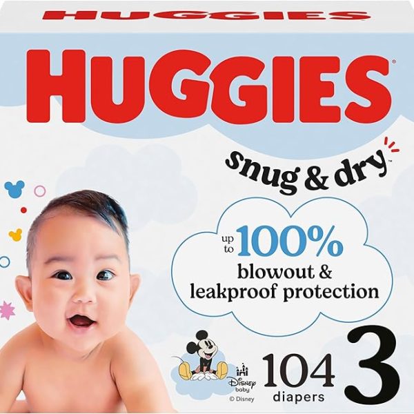 Huggies Snug & Dry Baby Diapers, Size 3, 104 Ct
