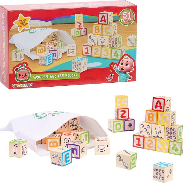 CoComelon 51-Piece Classic ABC Wooden Block Set