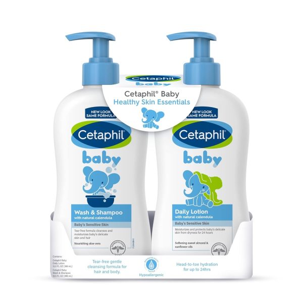 Cetaphil Baby Wash & Shampoo Plus Body Lotion, 2-Pack