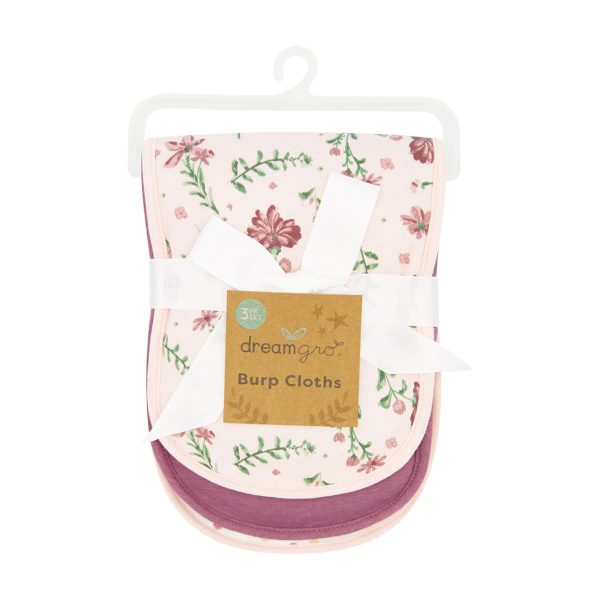 Baby Burp Cloths Set of 3 Floral Solid Theme
