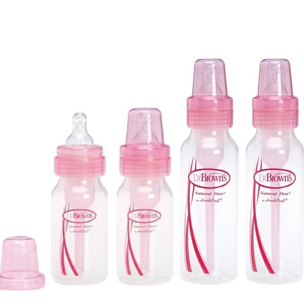 Dr. Browns Pink Bottles 4 Pack (2-8 oz Bottles) and (2-4 oz Bottles)