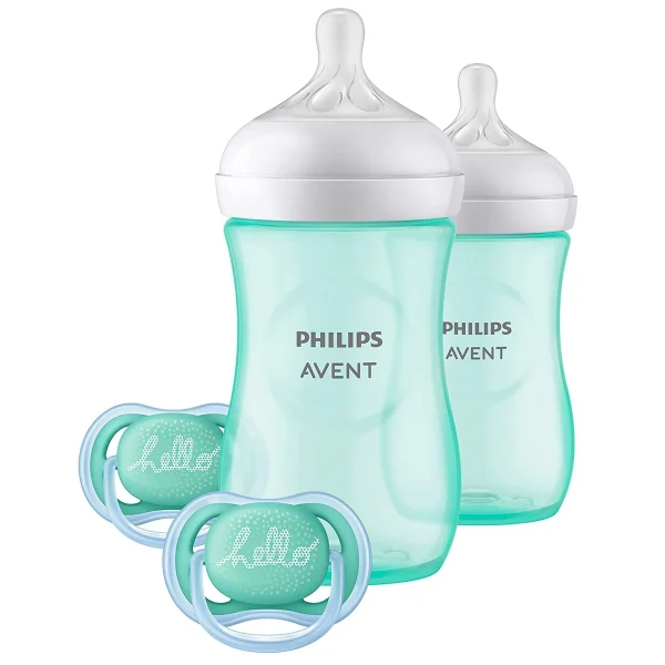 Philips AVENT Natural Baby Bottle with Natural Response Nipple, Teal Baby Gift Set