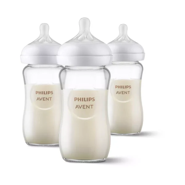 Phillips Avent 3pk Glass Natural Baby Bottle with Natural Response Nipple - Clear - 8oz