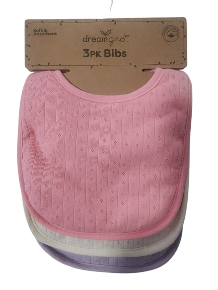 Dreamgro Soft & Absorbent Bibs - Pink/White/Purple