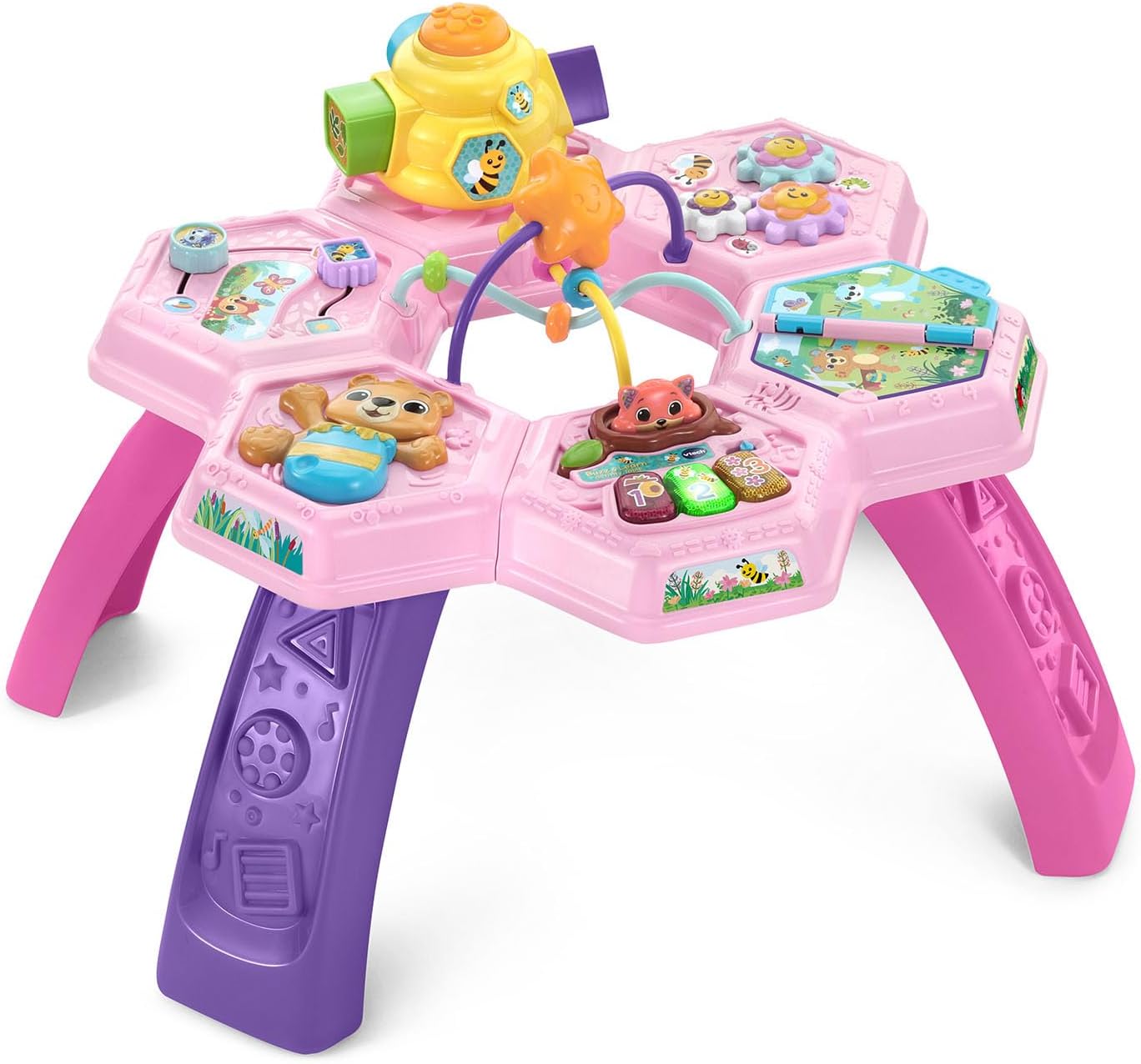 VTech Buzz and Learn Activity Table with Seven Interactive Play Zones, Pink