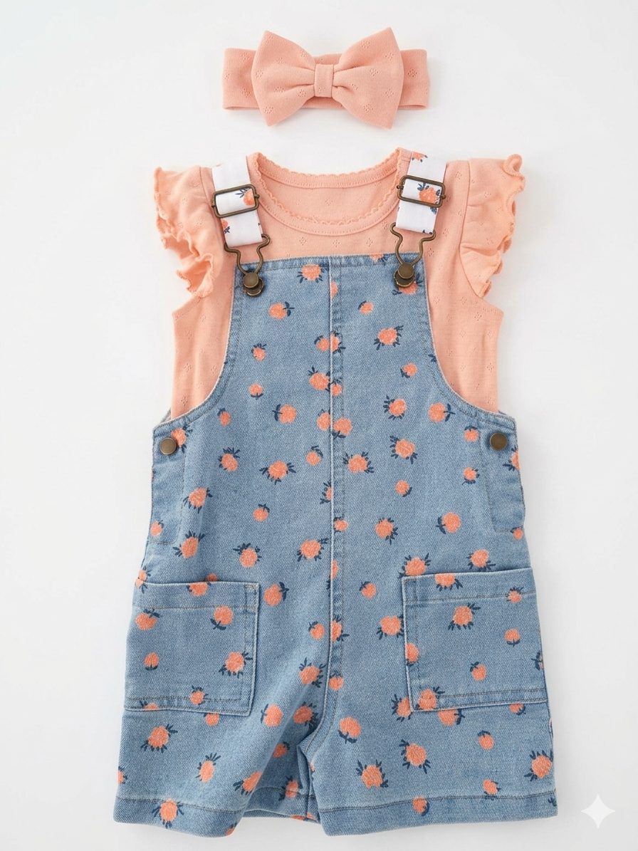3-Piece Shortall & Headband Set