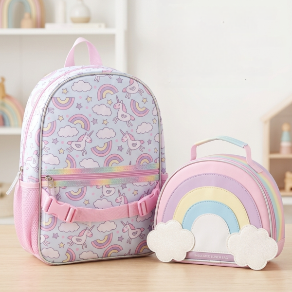Rainbow Unicorns Toddler Backpack And Lunch Bag